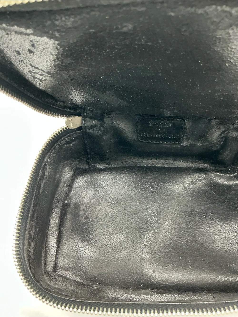 Gucci Vintage Black Patent Leather Cosmetic Vanity Pouch with Bamboo Pulls